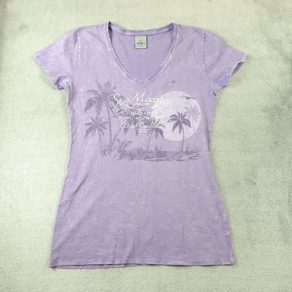 EMI Tops - EMI Purple Crinkle Wash St. Marten Tee